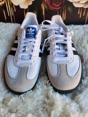 Adidas White, Black & Gray Classic Retro Sneakers